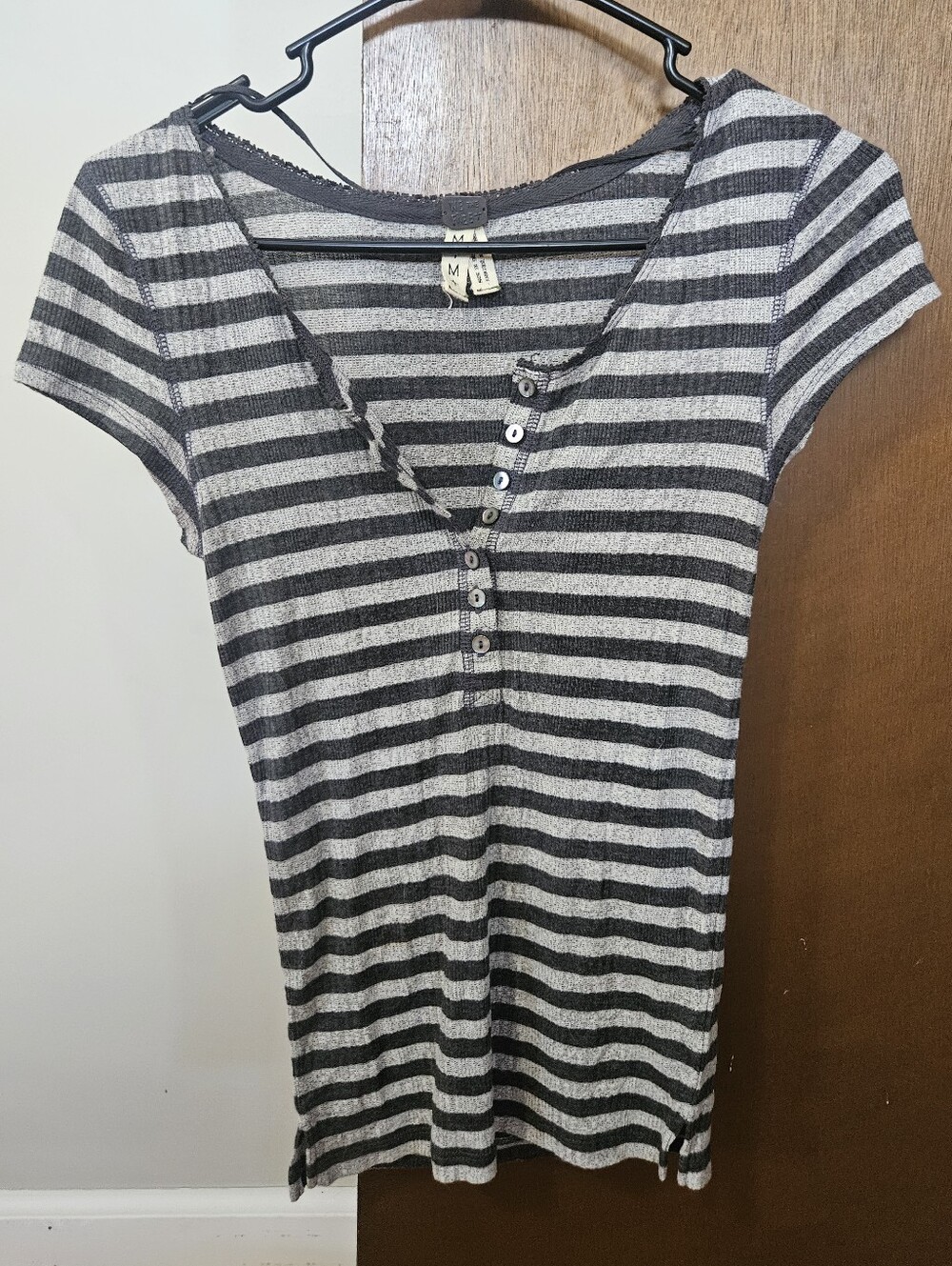 We The Free Striped Henley Short Sleeve Shirt